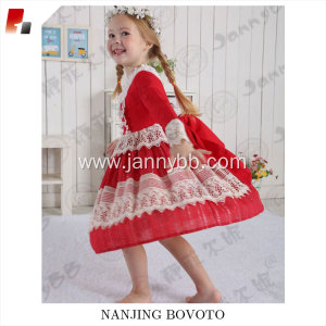 JannyBB red snowflake embroidery long sleeve dress